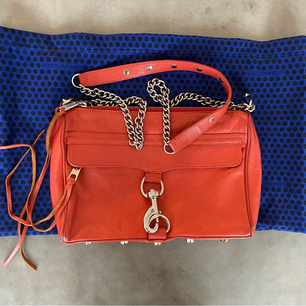 Rebecca Minkoff M.A.C. Crossbody bag red leather silver chain Large MAC Bag